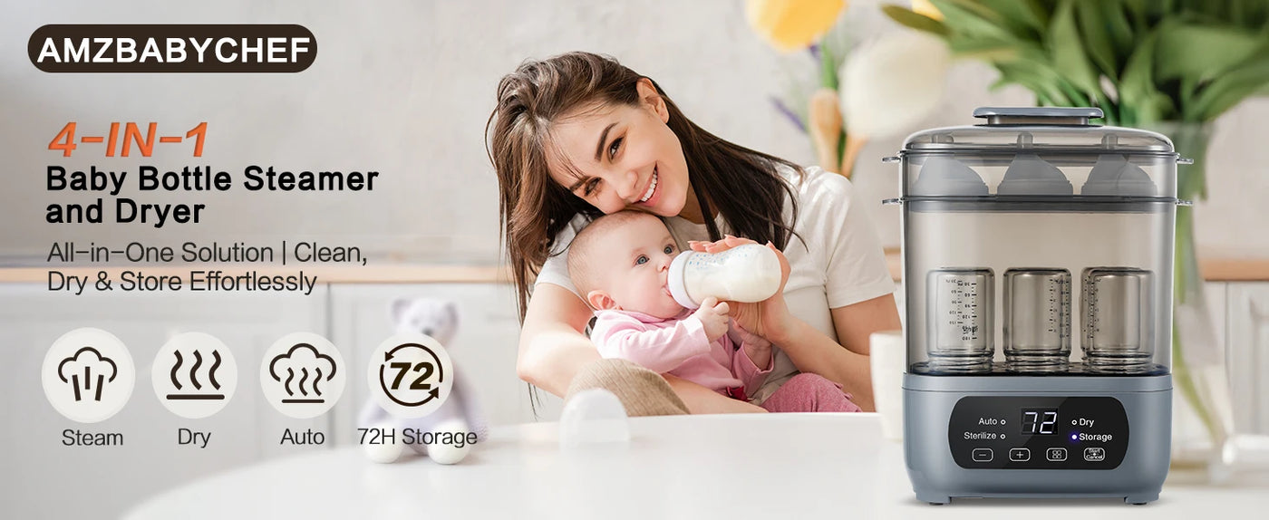 PureNest 4-in-1 Bottle Sterilizer — 72H Storage + 30-Min Dry