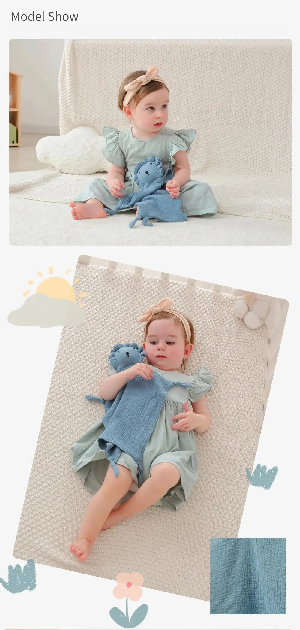 Lullaby Muslin Lovey — Bear & Bunny Comfort Companion