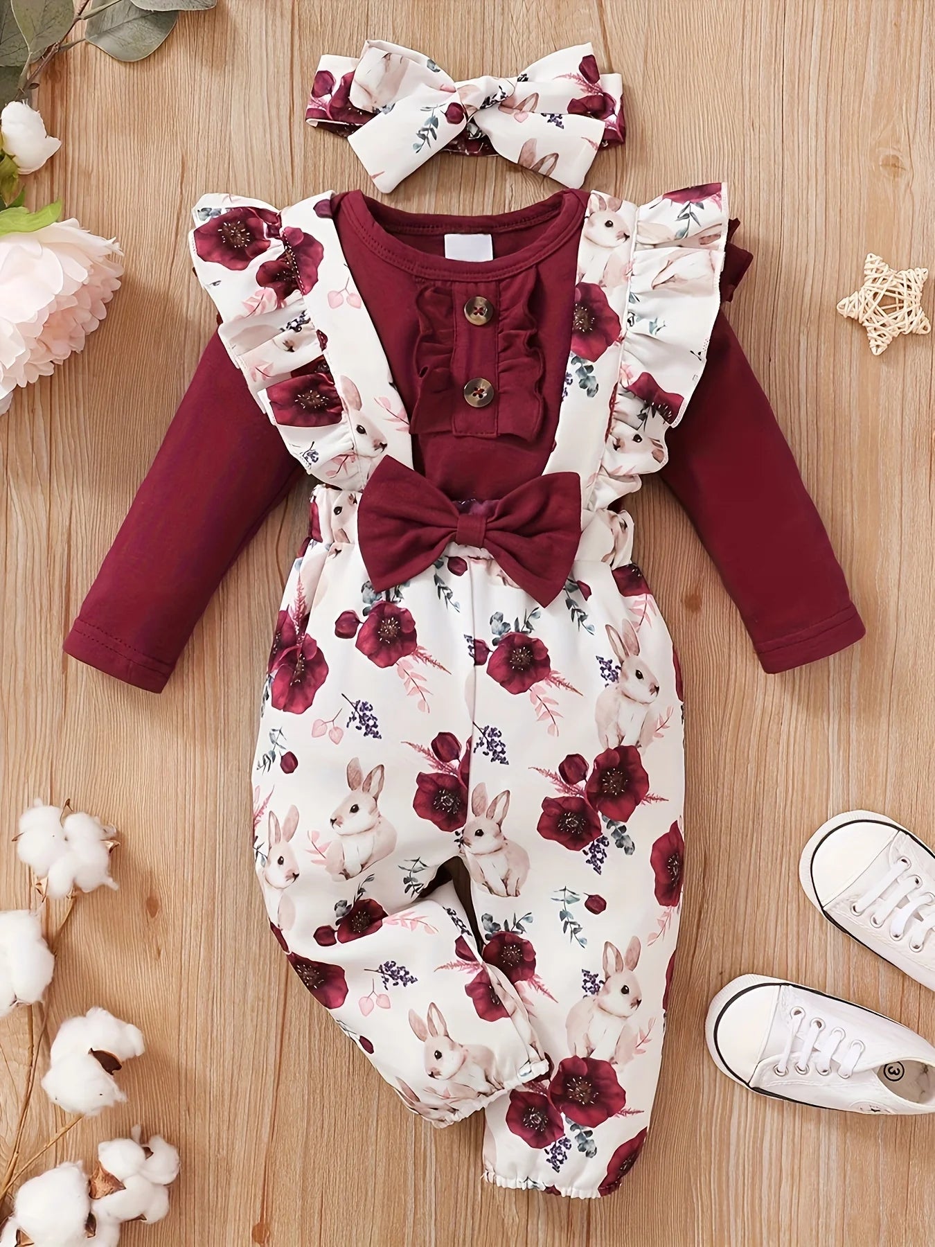 Floral Ruffle Romper Set — Long Sleeve