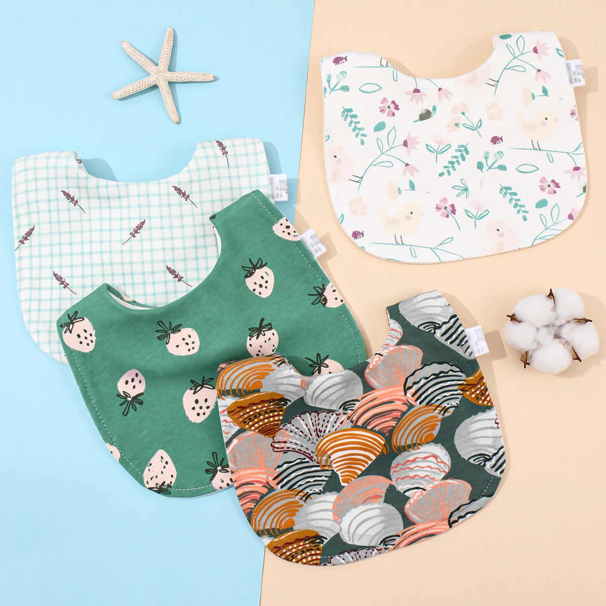 Little Bandana Bibs — Set of 4 Soft Cotton Drool Catchers