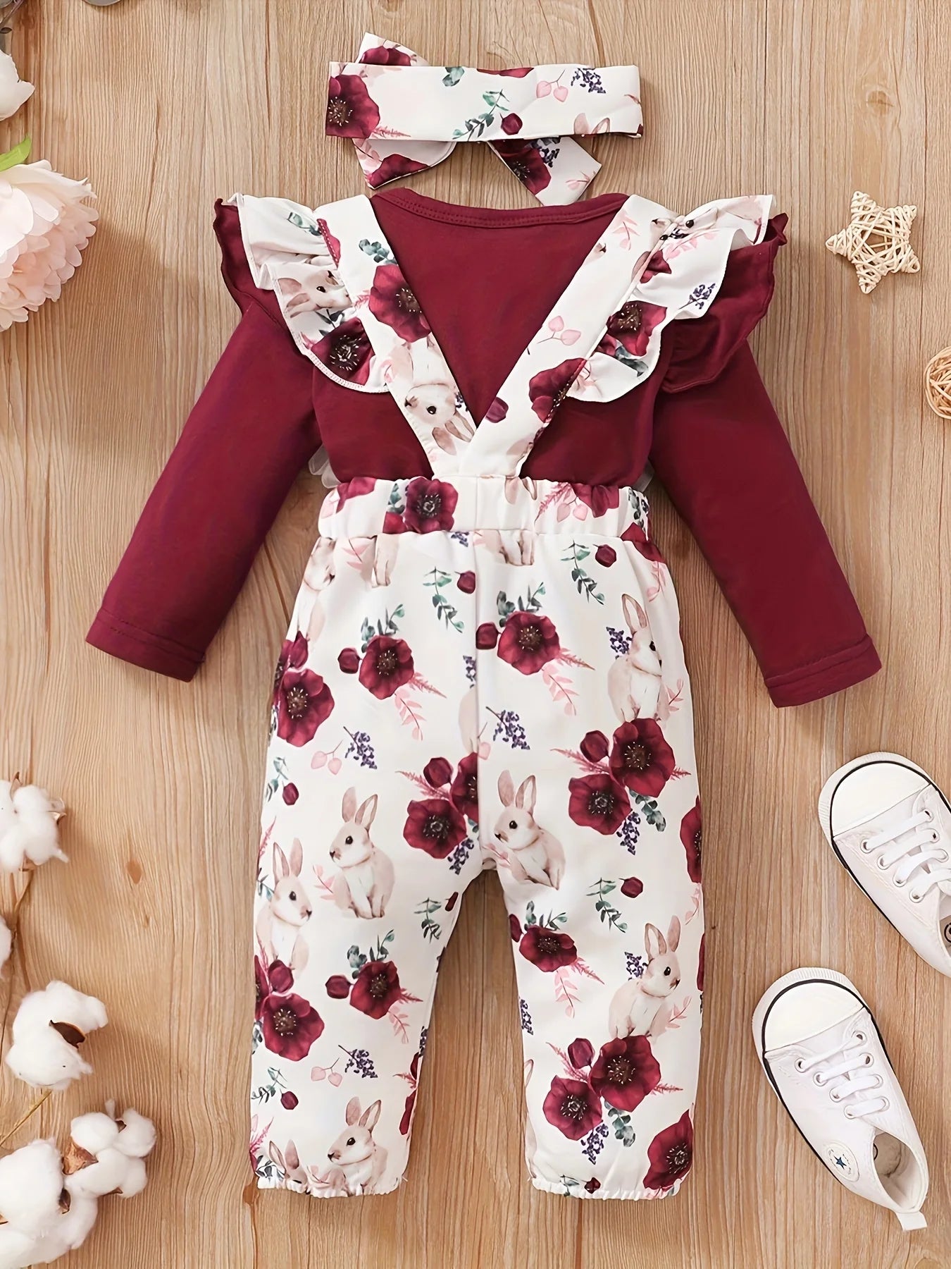 Floral Ruffle Romper Set — Long Sleeve