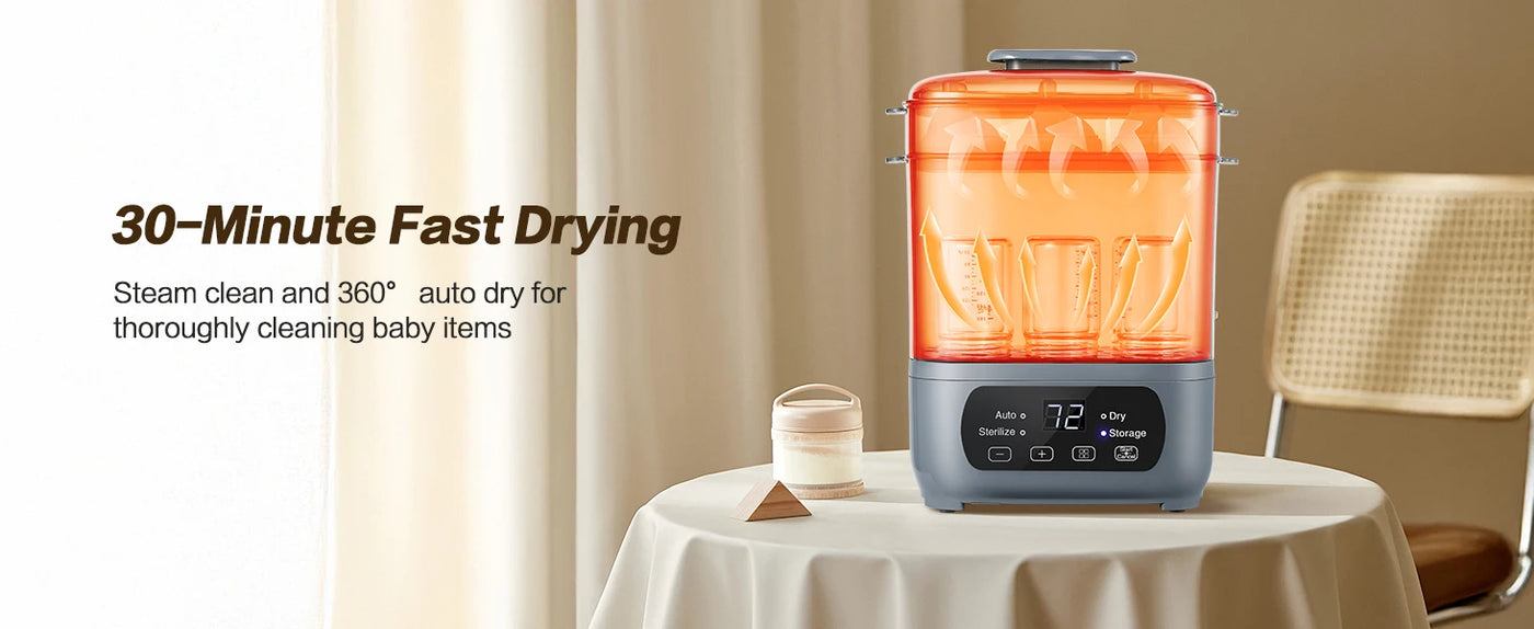 PureNest 4-in-1 Bottle Sterilizer — 72H Storage + 30-Min Dry