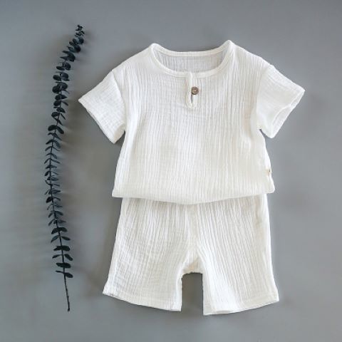 Lullary Little Summer cotton linen baby tee and shorts set