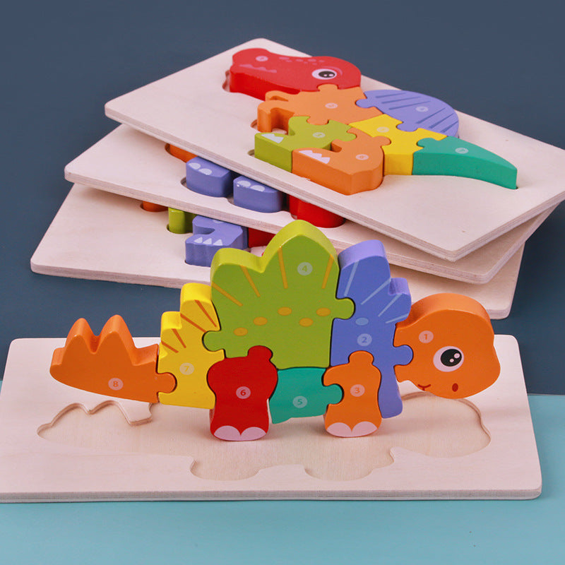 Lullary Little Builder Montessori 3D wooden dinosaur educational set