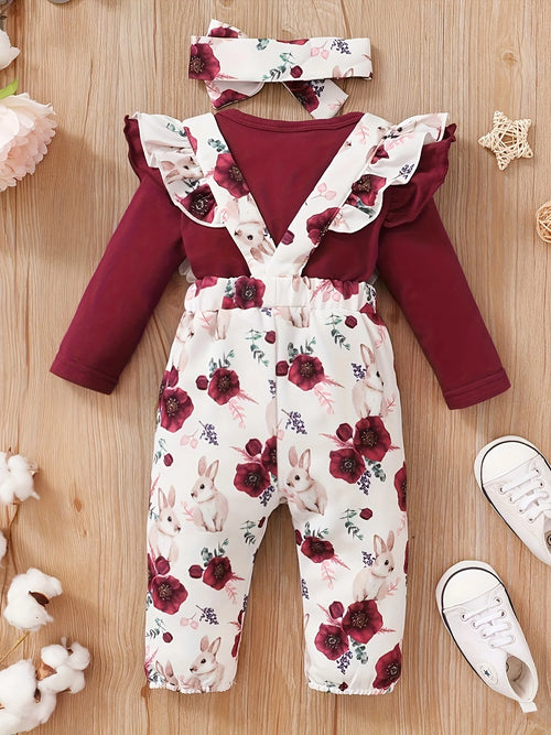 Floral Ruffle Romper Set — Long Sleeve